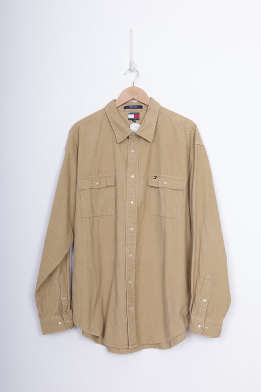 Tommy Hilfiger Mens Beige Shirt Size XXL