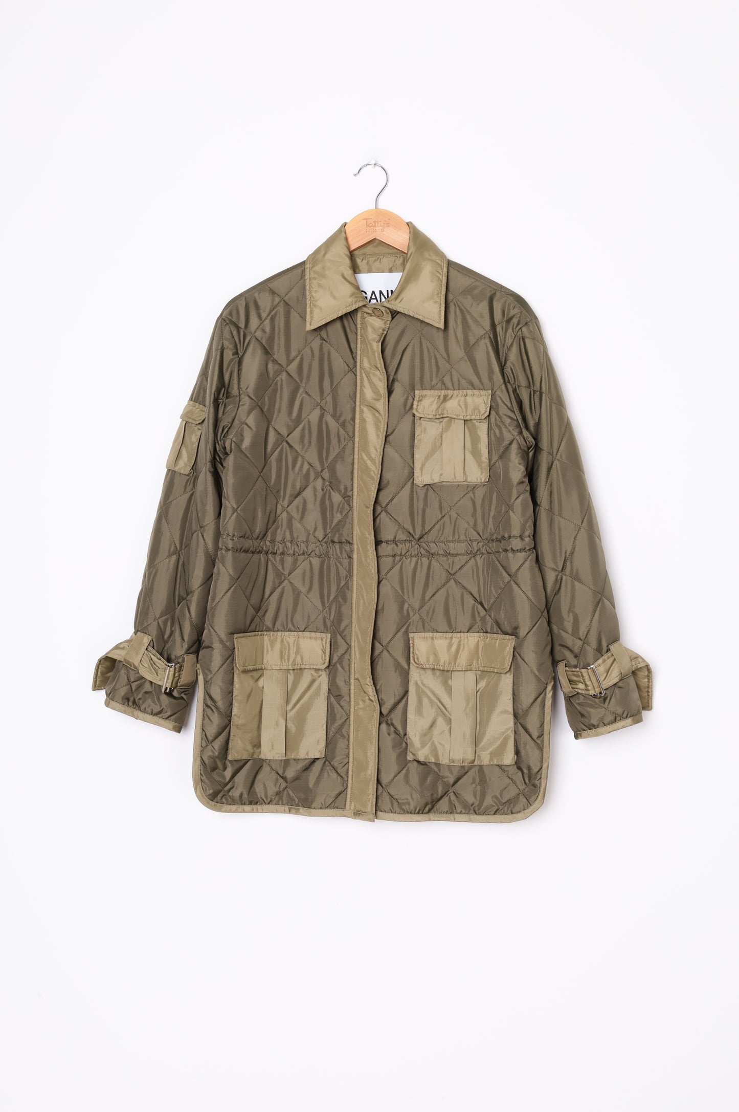Ganni Womens Green Coat Size 34