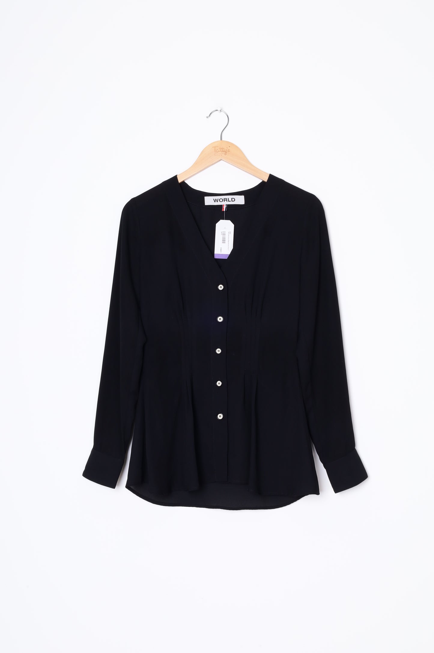 World Womens Black Blouse Size S