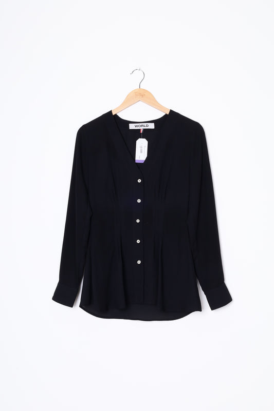 World Womens Black Blouse Size S