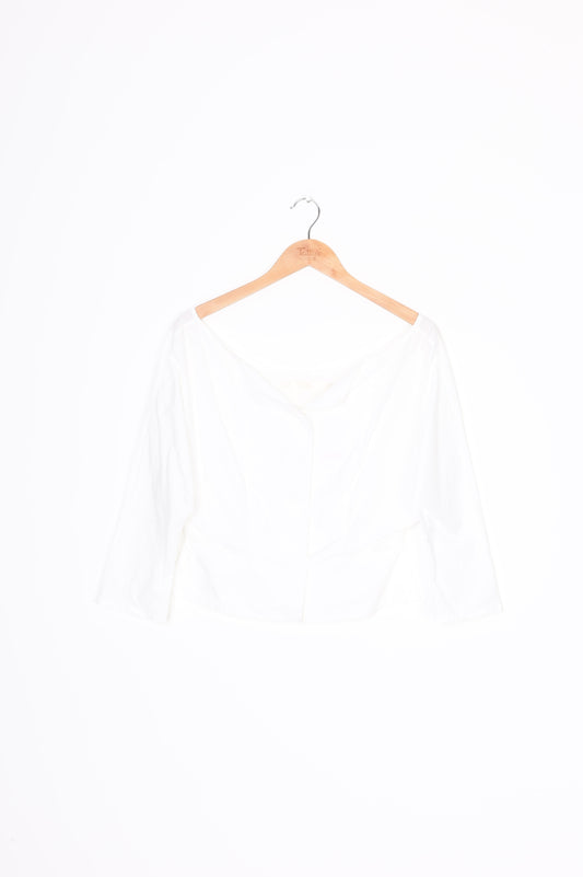 Penny Sage Womens White Shirt Size 8