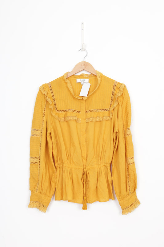 Sea New York Womens Yellow Shirt Size 12