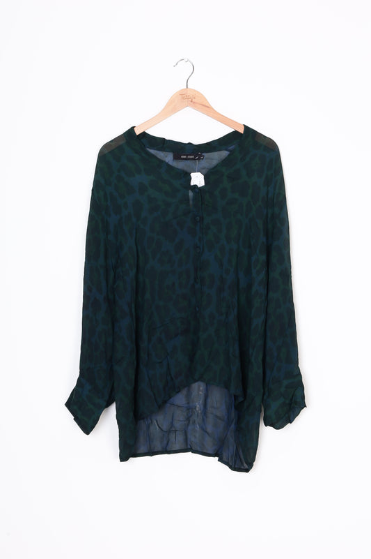 Adine Studio Womens Green Blouse Size L