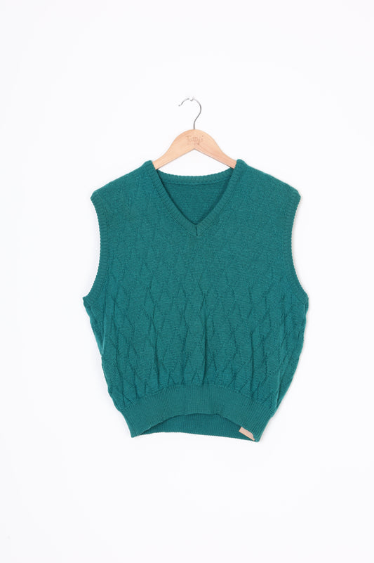Pure New Wool Womens Green Vest Size M