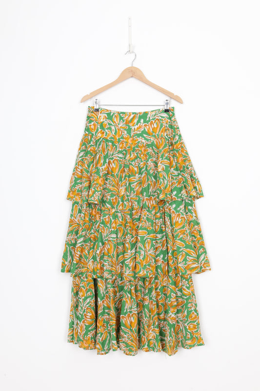 Caitlin Crisp Womens Green Maxi Skirt Size 10