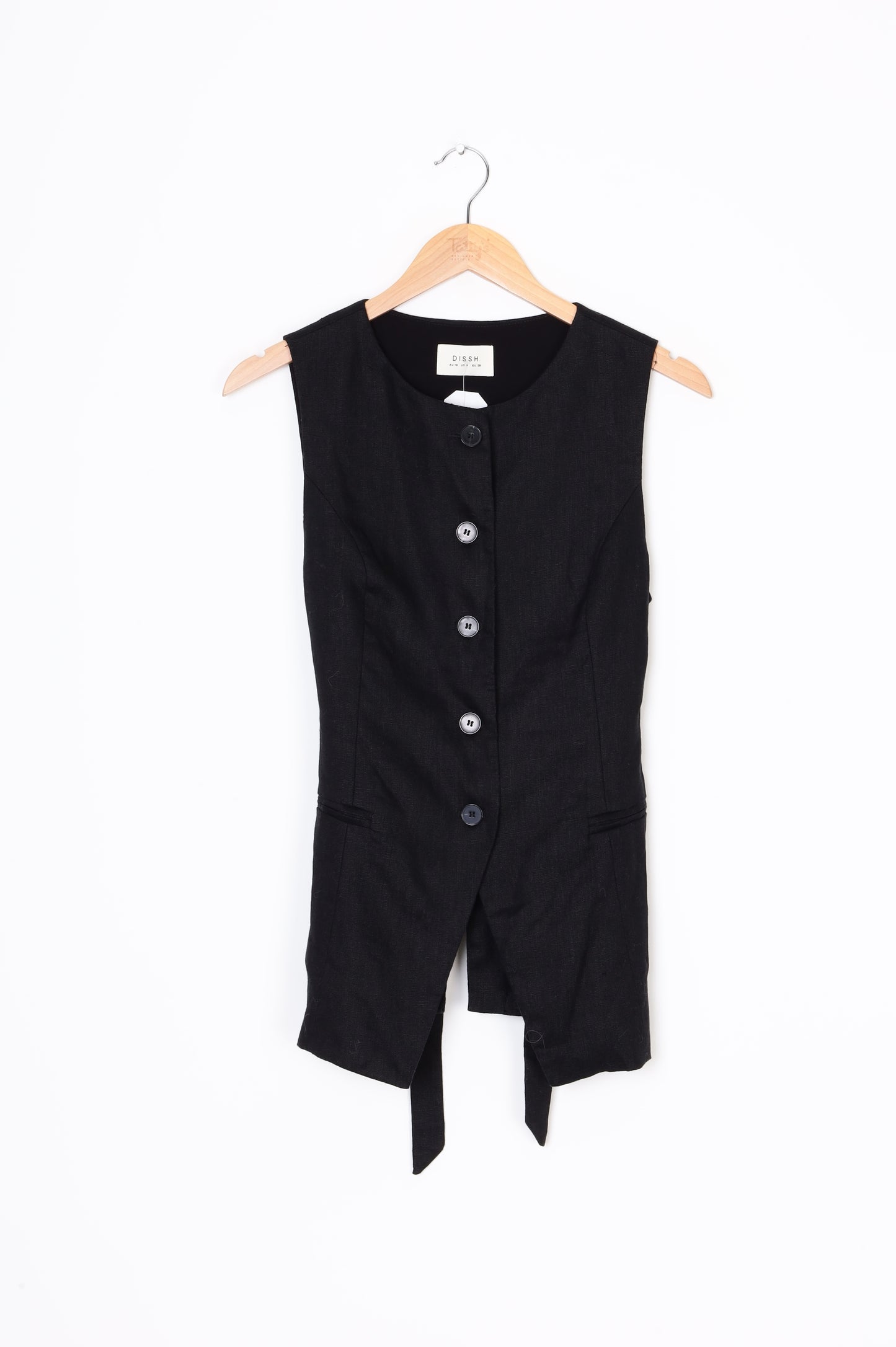 Dissh Womens Black Vest Size 10