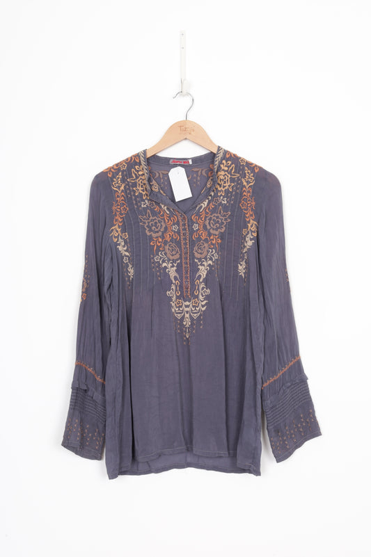 johnny was Womens Grey Blouse Size S