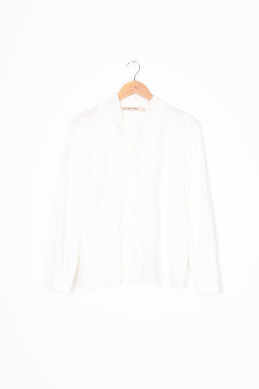 Rue de Femme Womens White Blouse Size S