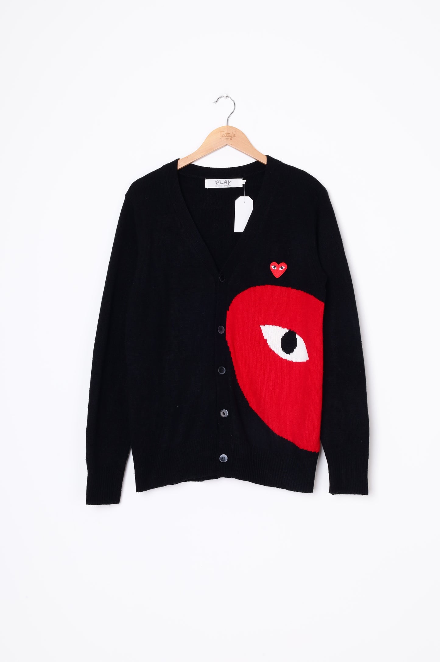 PLAY Comme Des Garcons Womens Black Cardigan Size XL