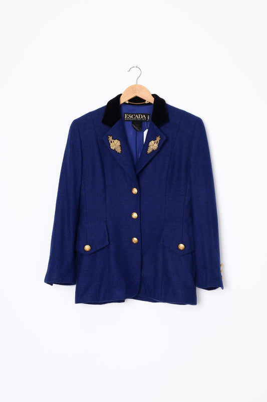 Escada by Margaretha Ley Womens Blue Jacket Size 38