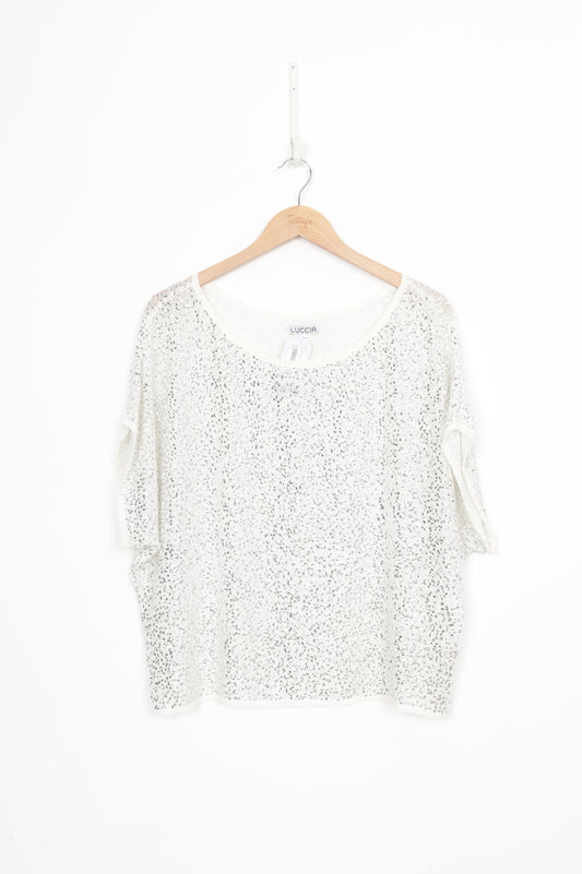 Luccia Womens White Top Size S