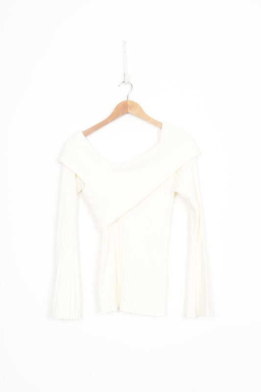 Caitlin Crisp Womens Cream Top Size 12