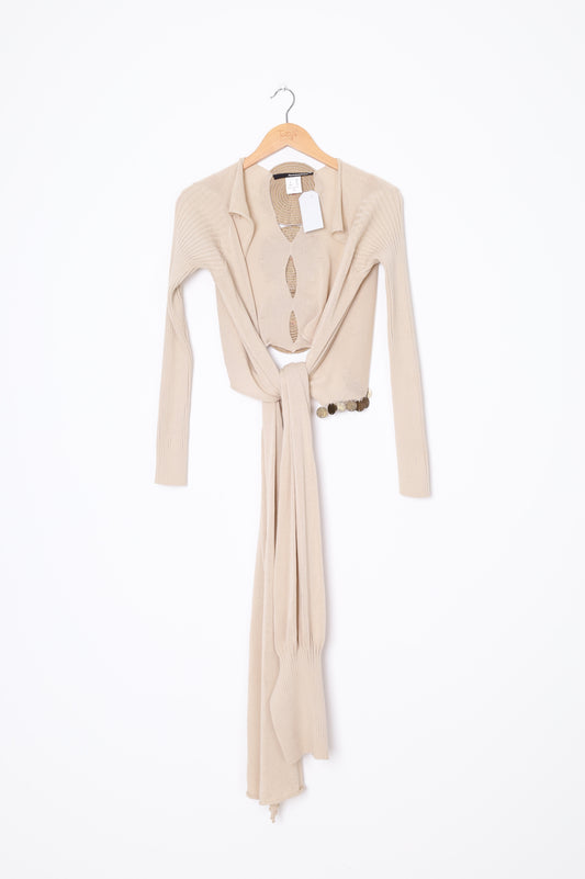 PierAntonioGaspari Womens Beige Cardigan Size 14