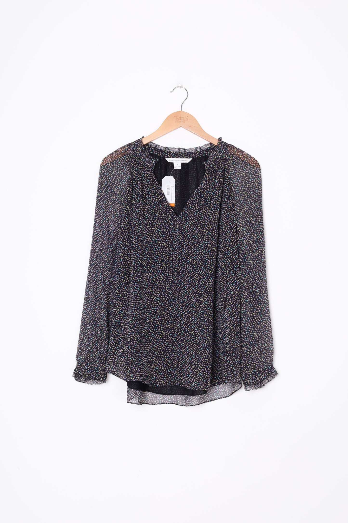 Diane von Furstenberg Womens Black Blouse Size 8