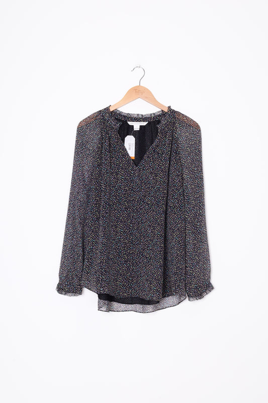 Diane von Furstenberg Womens Black Blouse Size 8