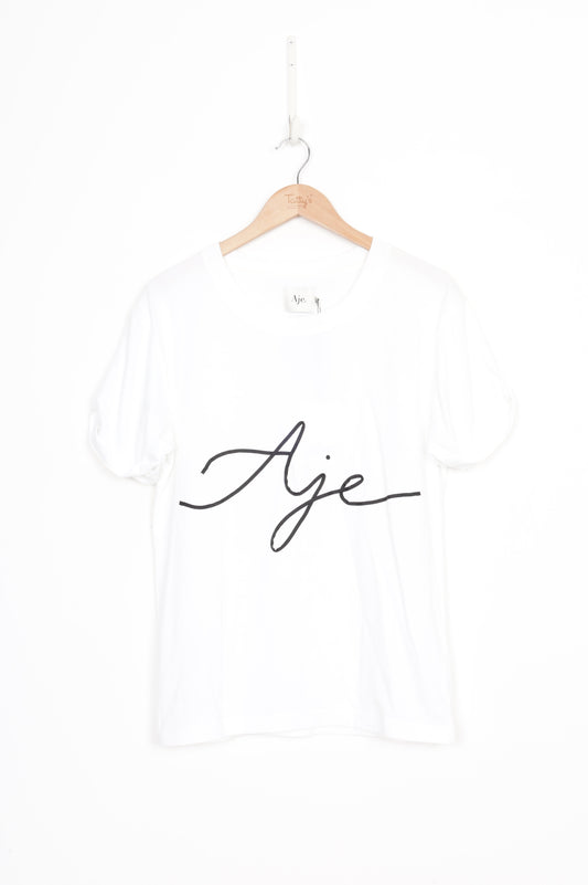 Aje. Womens White T-shirt Size XS