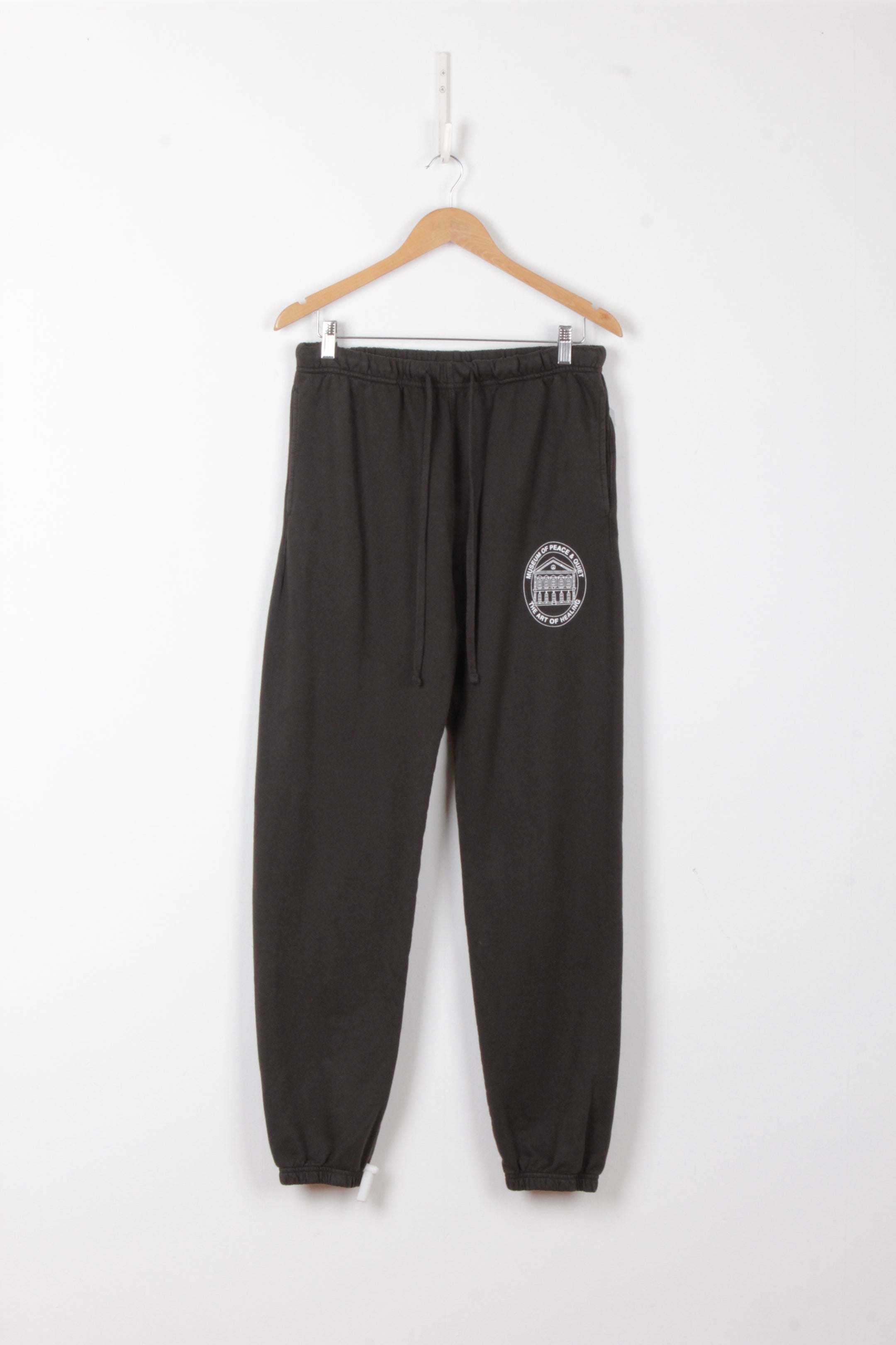 Peace world print online elastic waist jogger pants